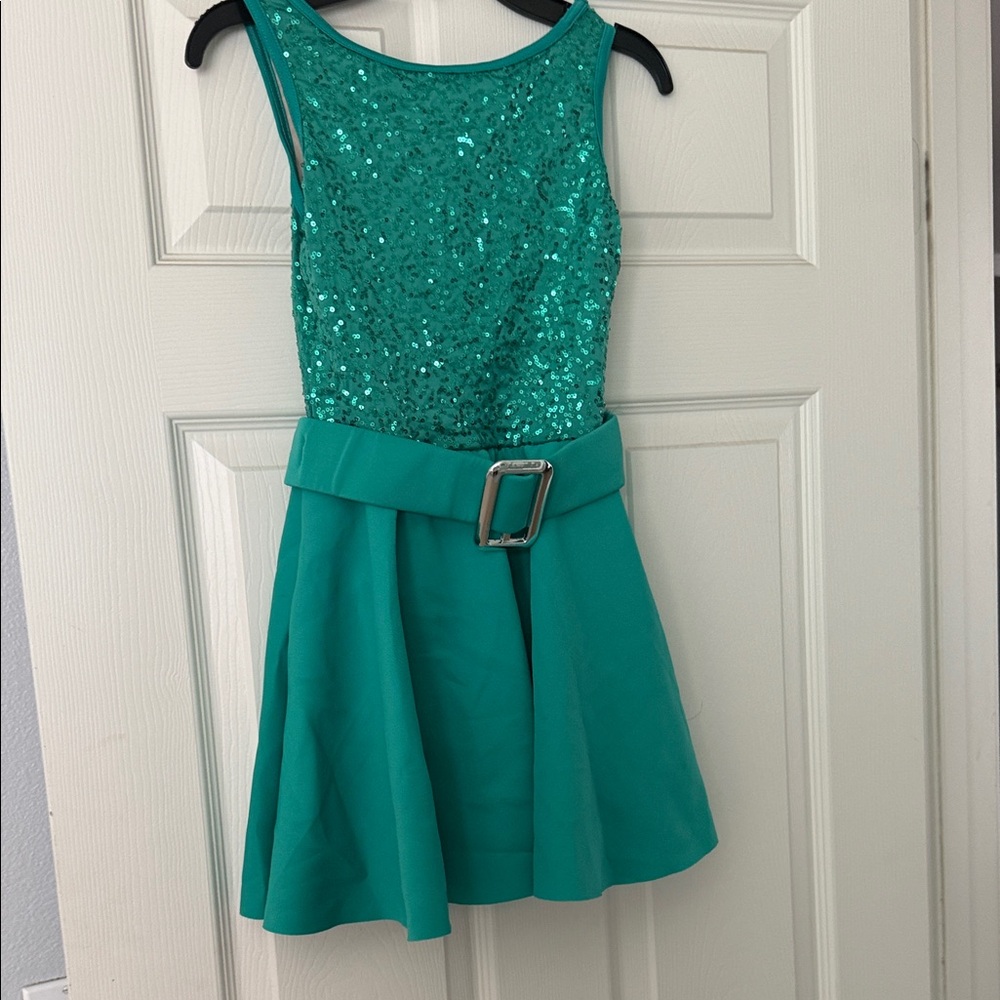Source Unknown Teal Sequin Kids Dress